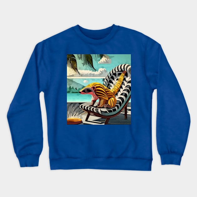 watercolor yellow pangolin on lounge chair Crewneck Sweatshirt by Catbrat